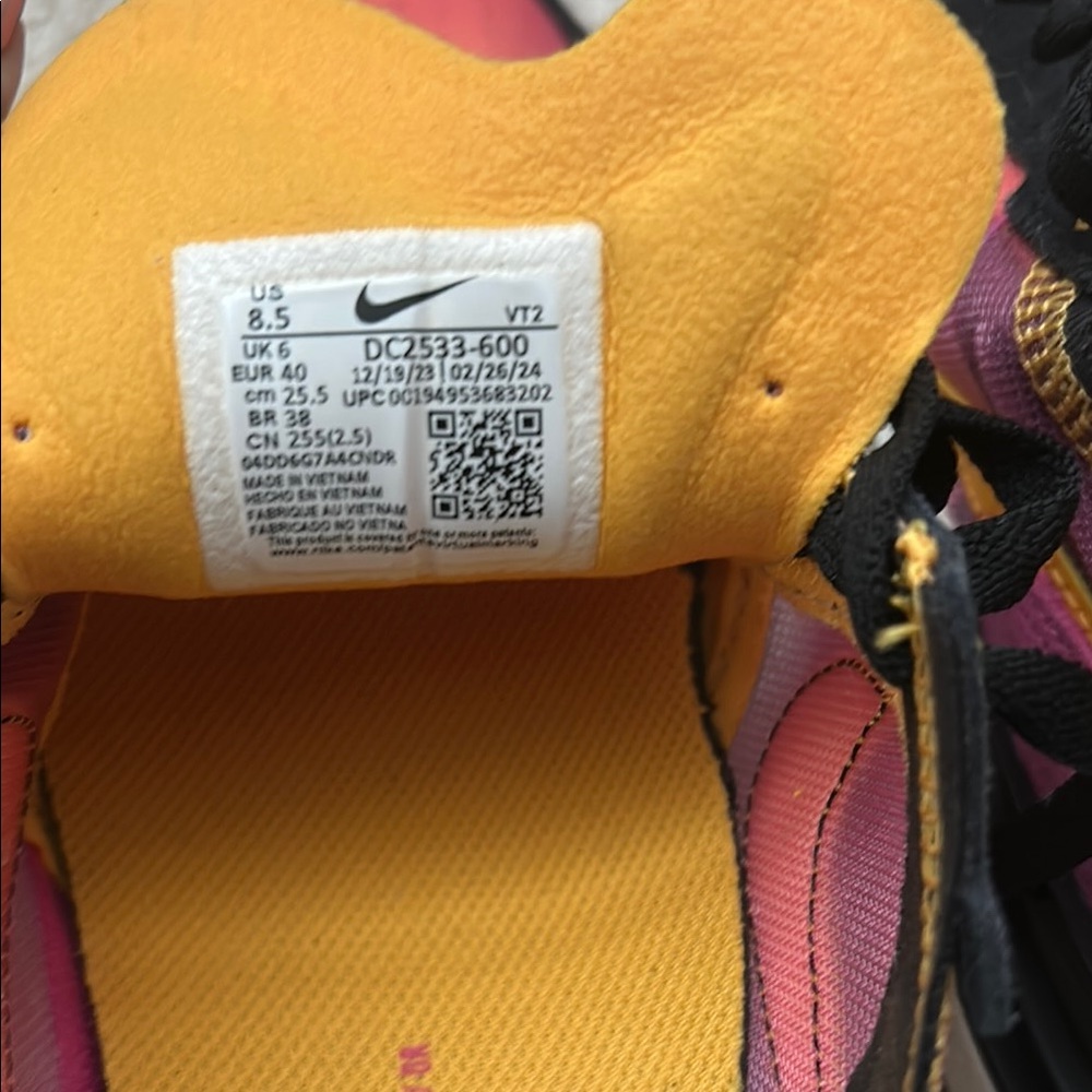 Nike Women's Pink and Yellow Runner Sneaker - Picture 4 of 4